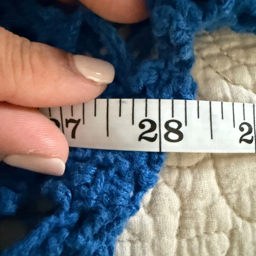 Blue Crochet Open Knit Cardigan Duster Boho Festival Beach Cover Up - Picture 2 of 2